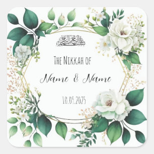 autocollants de faveur de Nikkah islamique floral
