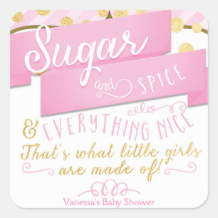 Autocollants de faveur rayés rose et or Sugar & Sp