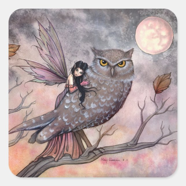 Autocollants de fée d'automne et de hibou (Devant)
