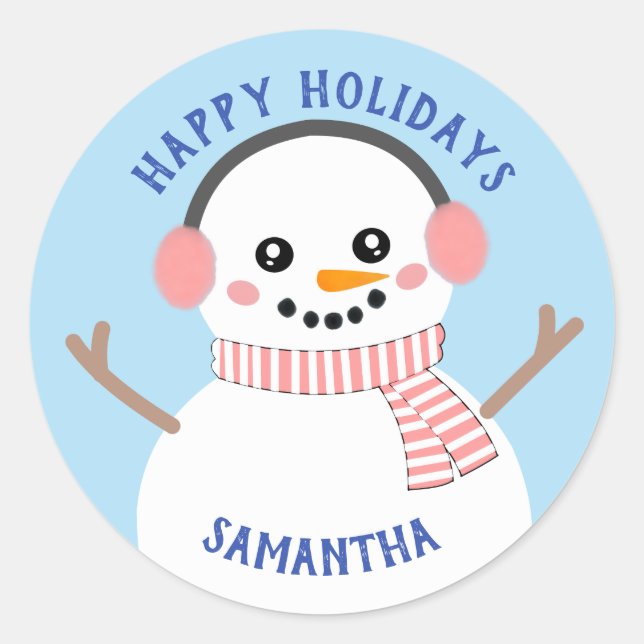 Autocollants de femme de neige pour les fêtes (Devant)