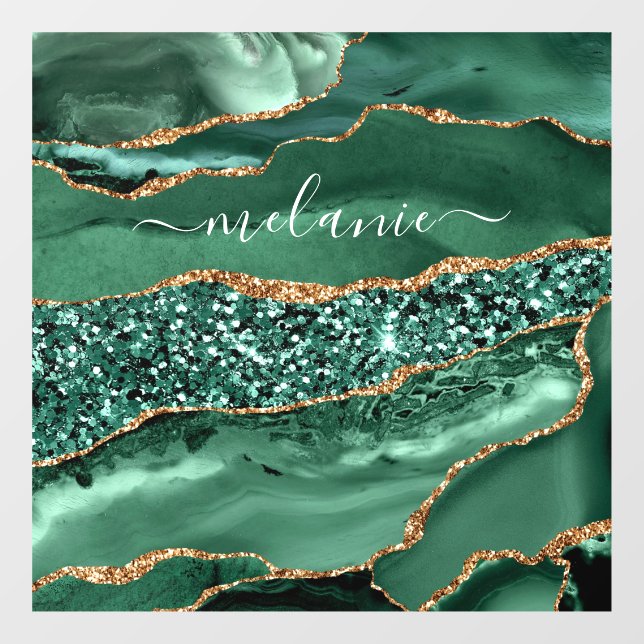 Autocollants de fenêtre Paillettes Or Vert Agate N (Feuille)