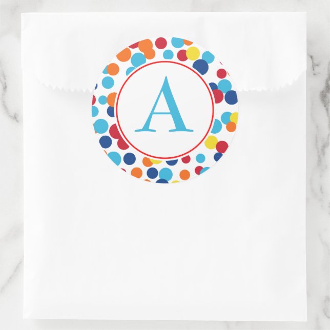 Autocollants de fête avec points et monogramme pou (Sac)