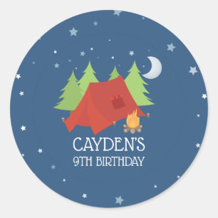 Autocollants de fête d'anniversaire de camping