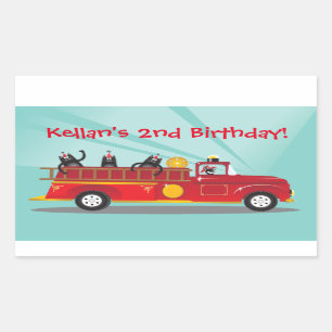 Autocollants de fête d'anniversaire de Firetruck
