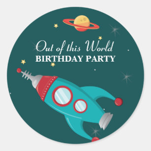Autocollants de fête d'anniversaire de fusée