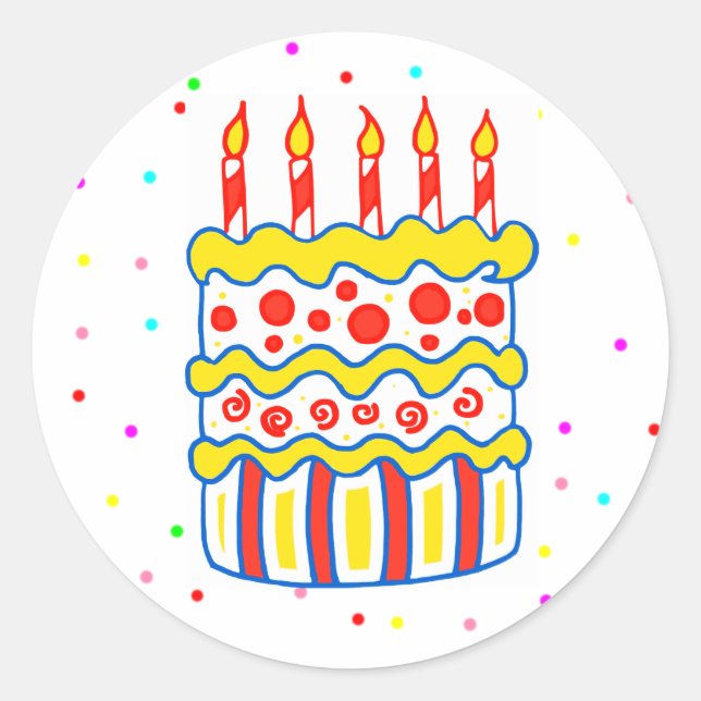 Autocollants de Fête d'Anniversaire Gâteau (Devant)