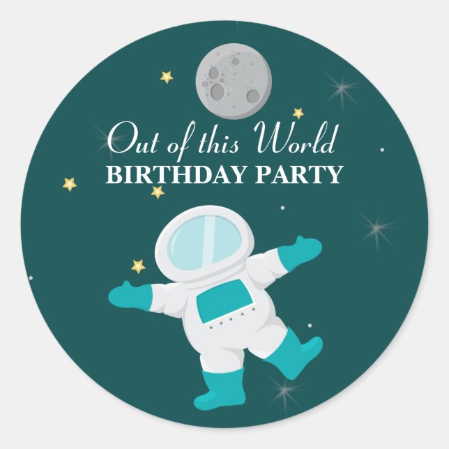 Autocollants de fête d'anniversaire pour astronaut (Devant)