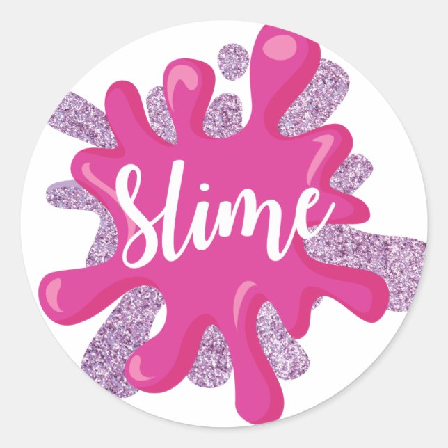 Autocollants de fête d'anniversaire slime en rose  (Devant)