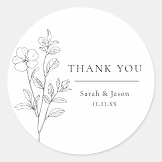 Autocollants de Fête de Mariage Floraux Minimalist