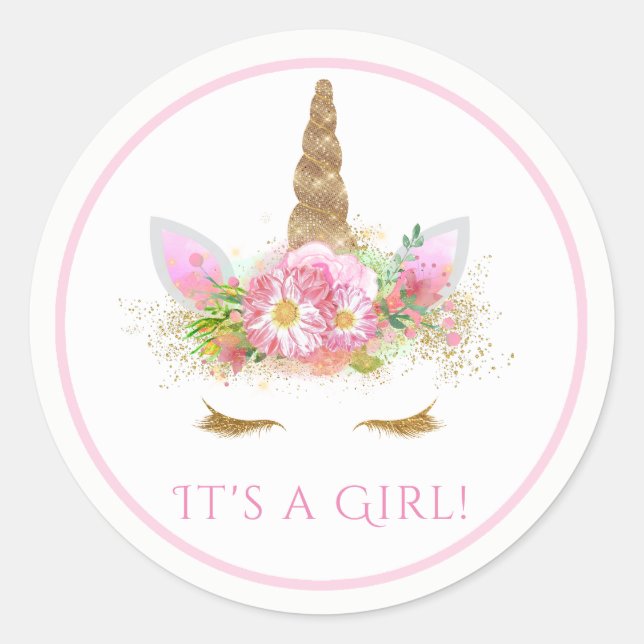 Autocollants de Fête de Naissance Bébé Licorne Vis (Devant)
