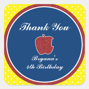 Autocollants de fête de princesse à la pomme paill