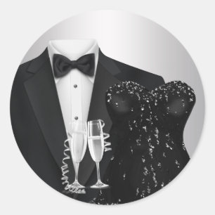 Autocollants de fête de robe noire de smoking de C