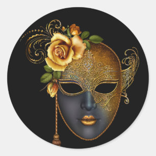 Autocollants de fête masquée Or Noir
