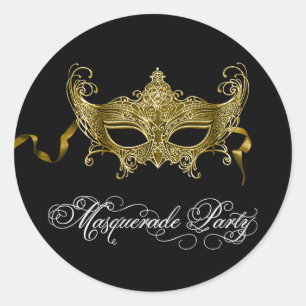 Autocollants de fête masquée Or Noir