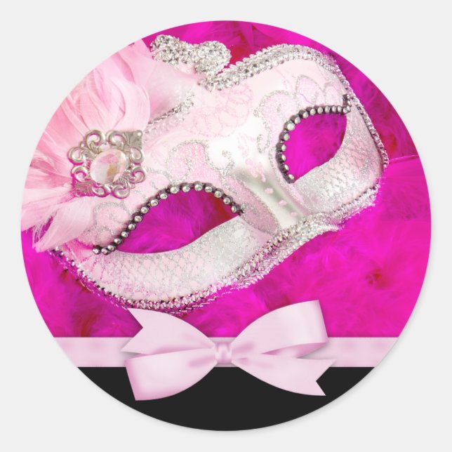 Autocollants de fête masquée rose vif (Devant)
