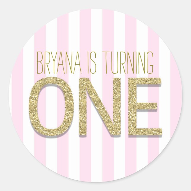 Autocollants de fête ONE 1er anniversaire pailleté (Devant)