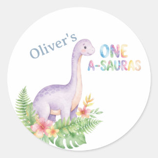 Autocollants de fête "One-a-Saurus Dinosaur" pour