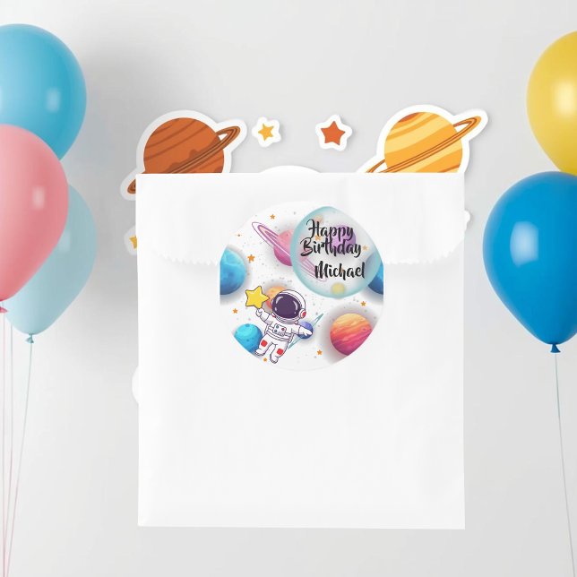 Autocollants de fête personnalisés Astronaute & Pl (Créateur téléchargé)