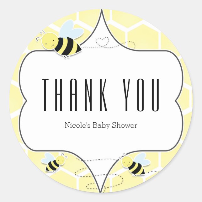 Autocollants de fête pour Baby Shower Bumble Bee (Devant)