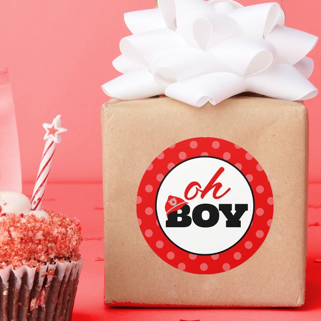 Autocollants de fête pour Baby Shower Firetruck Oh (Créateur téléchargé)