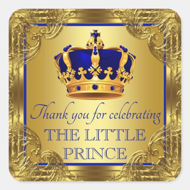 Autocollants de Fête pour Bébé Prince Or Bleu (Devant)