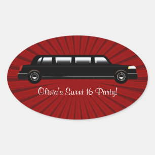Autocollants de fête pour limousine rouge et noire