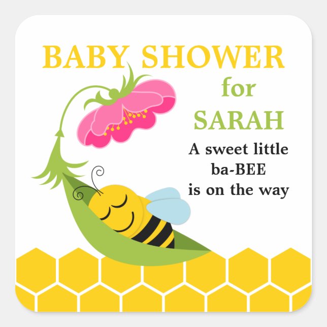 Autocollants de fête prénatale pour bébé abeille f (Devant)