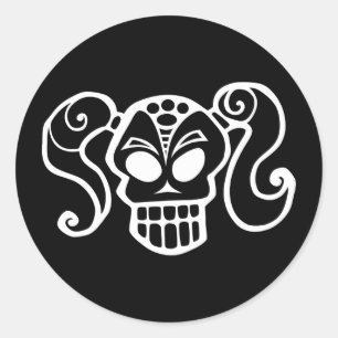 Autocollants de fille de goth de crâne de queue d