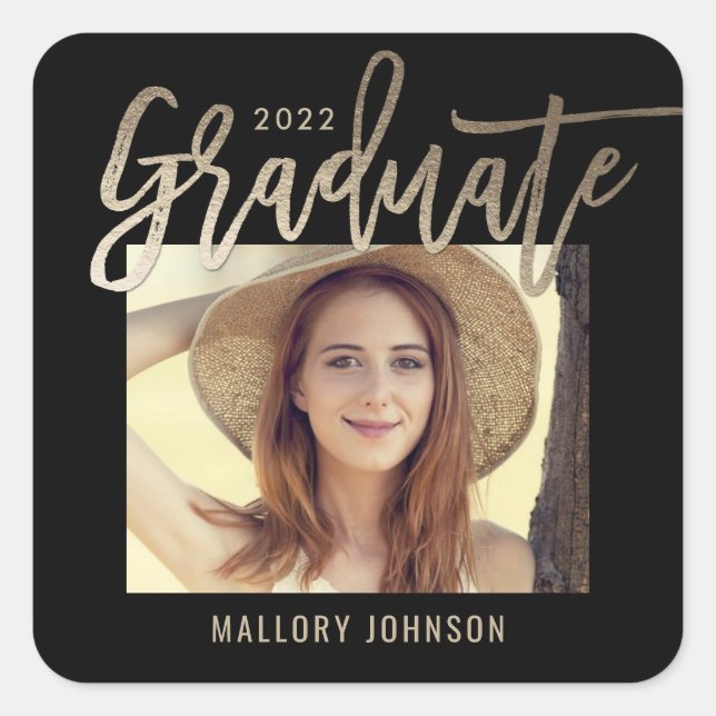 Autocollants de fin d'études à paillettes brossées (Devant)