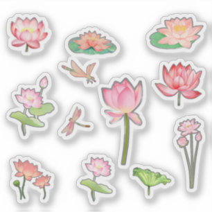 Autocollants de fleur de lotus rose