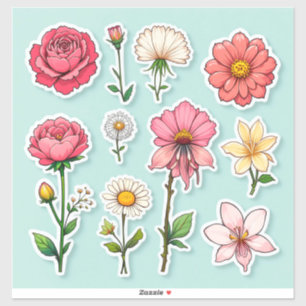 Autocollants de fleurs de dessin animé colorés
