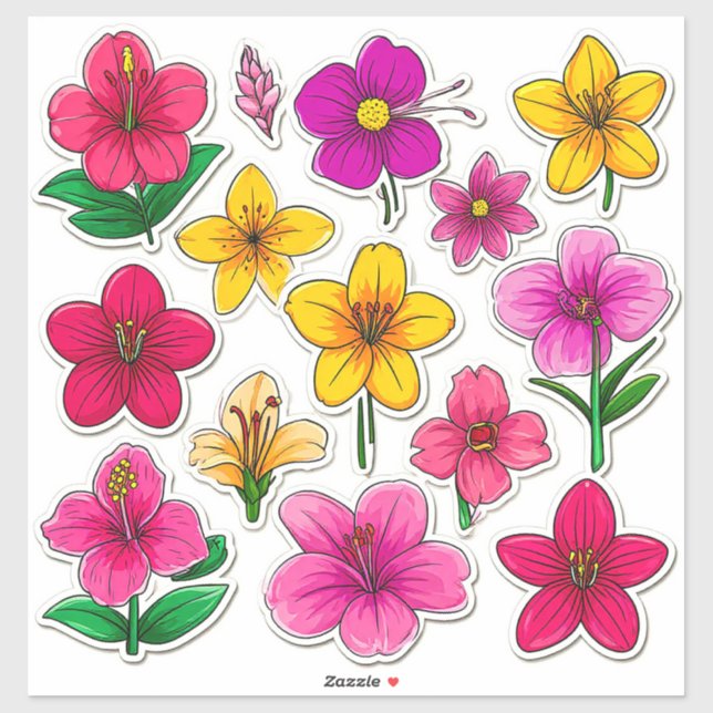 Autocollants de fleurs de dessin animé colorés (Feuille)