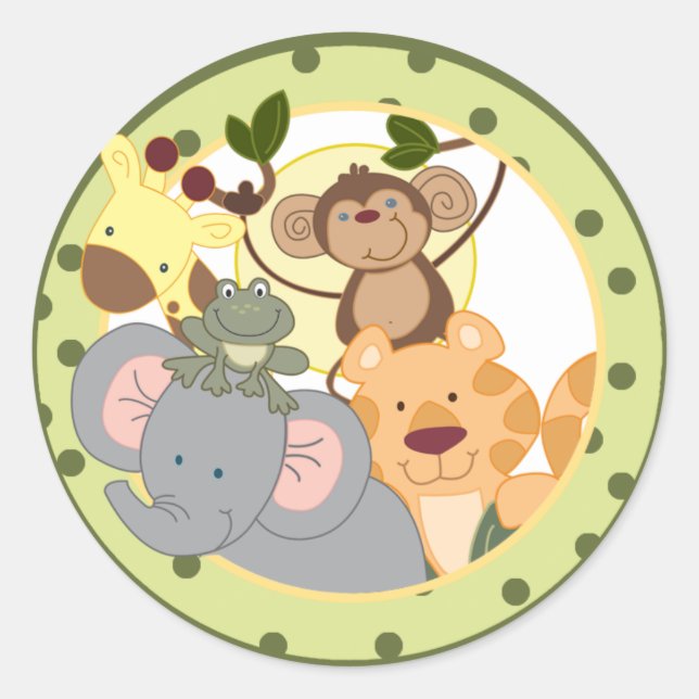 Autocollants de forme ronde pour la jungle (Devant)