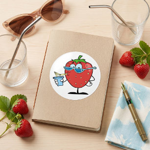 Autocollants de fraise buvant