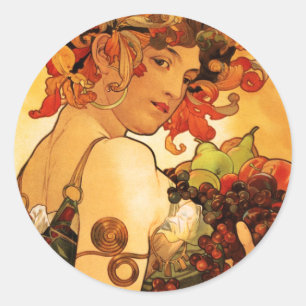 Autocollants de fruit d'Alphonse Mucha