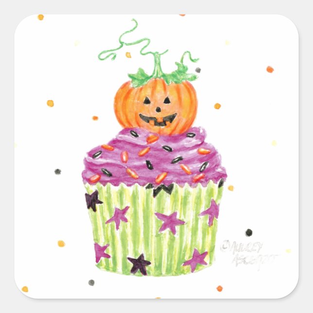 Autocollants de gâteau de Halloween Citrouille (Devant)