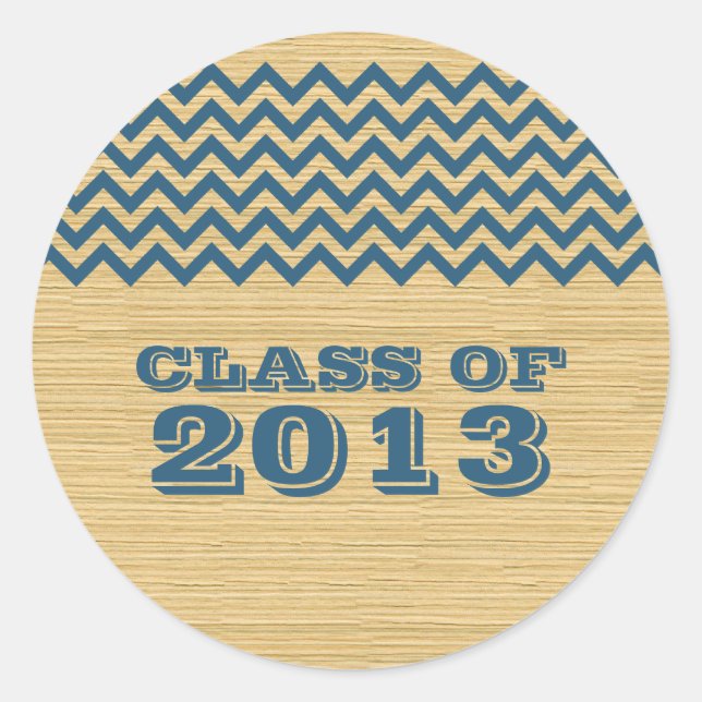 Autocollants de graduation Blue Rustic Chevron (Devant)