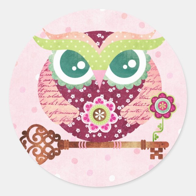 Autocollants de hibou de floraison printanière (Devant)