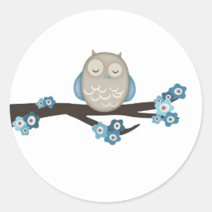 Autocollants de hibou et de fleurs de cerisier