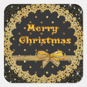 Autocollants de Joyeux Noël de noir et d'or