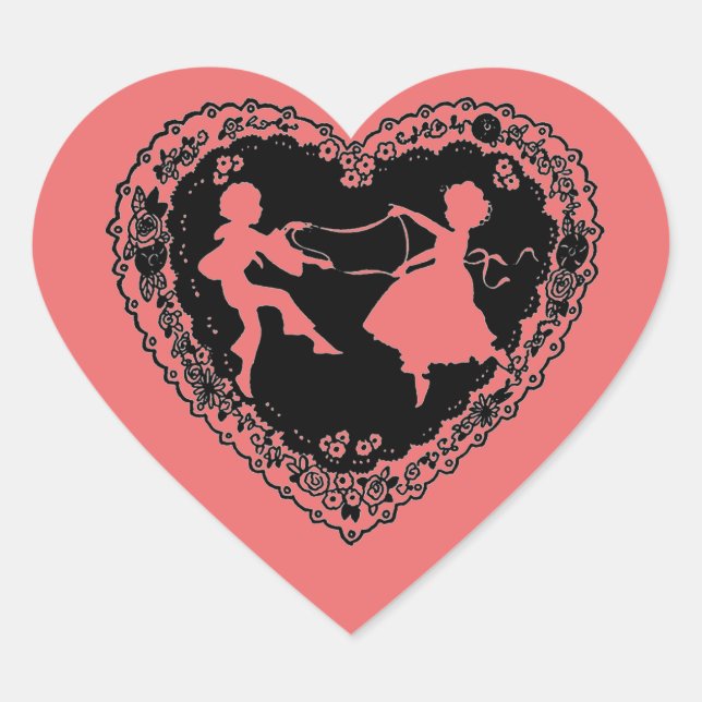 AUTOCOLLANTS DE LA SAINT-VALENTIN RÉTRO COUPLES (Devant)
