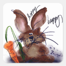 Autocollants de lapin à l'aquarelle Hoppy Happy Ea