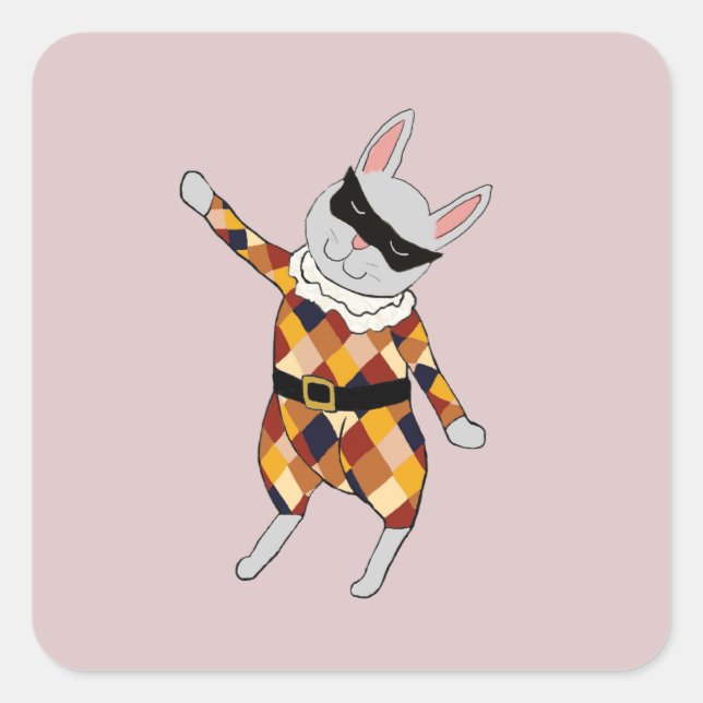Autocollants de lapin de harlequin de danse (Devant)