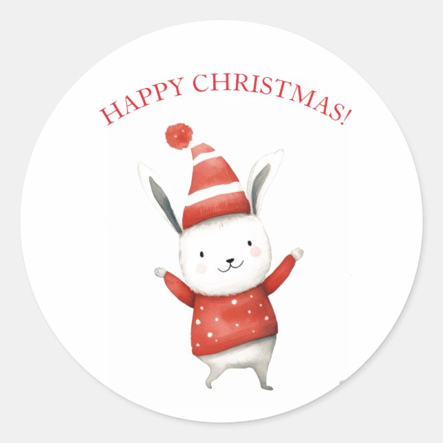 AUTOCOLLANTS DE LAPIN DE NOËL SAUTANT (Devant)