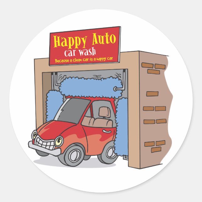 Autocollants de lavage de voiture Happy Auto (Devant)