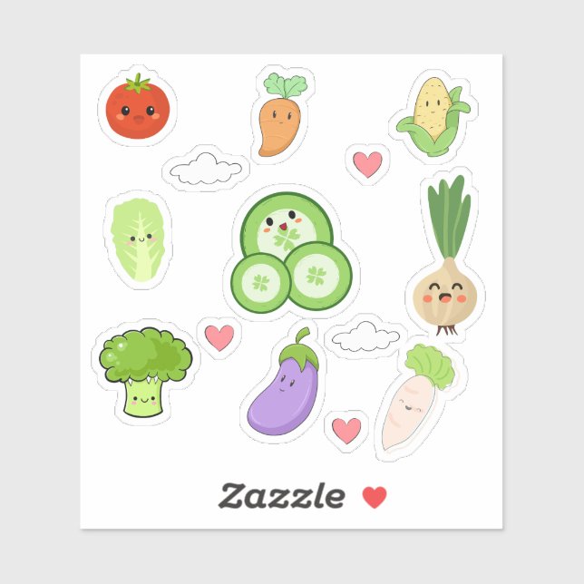 Autocollants de légumes Kawaii mignons (Feuille)