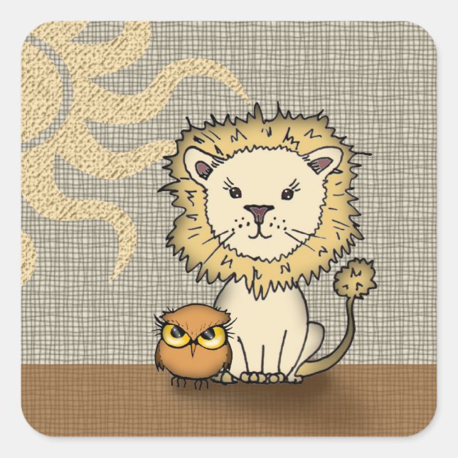 Autocollants de lion et de hibou mignons (Devant)