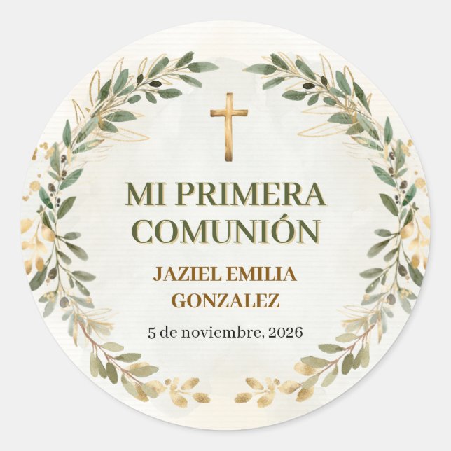 Autocollants de Ma Première Communion Étiquettes P (Devant)