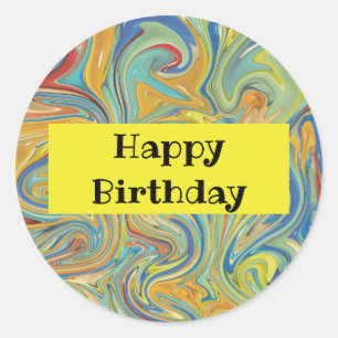 Autocollants de marbre de joyeux anniversaire
