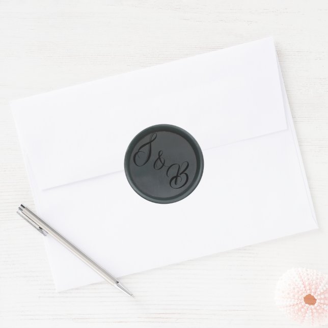 Autocollants de mariage à cacheter à la cire noire (Enveloppe)